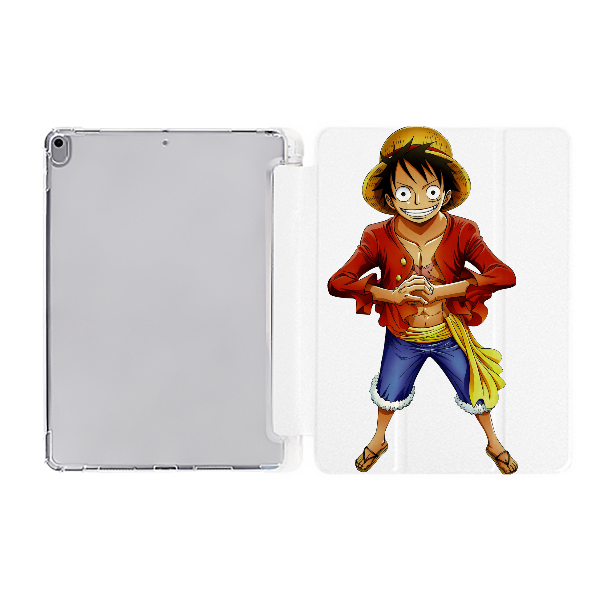 （画像用） ワンピース モンキー・D・ルフィ ONE PIECE Monkey D. Luffy IPad ケース ペン収納付き 三つ折りスタンド PUレザー×シリコン 対応機種9.5/10.5/10.9インチ